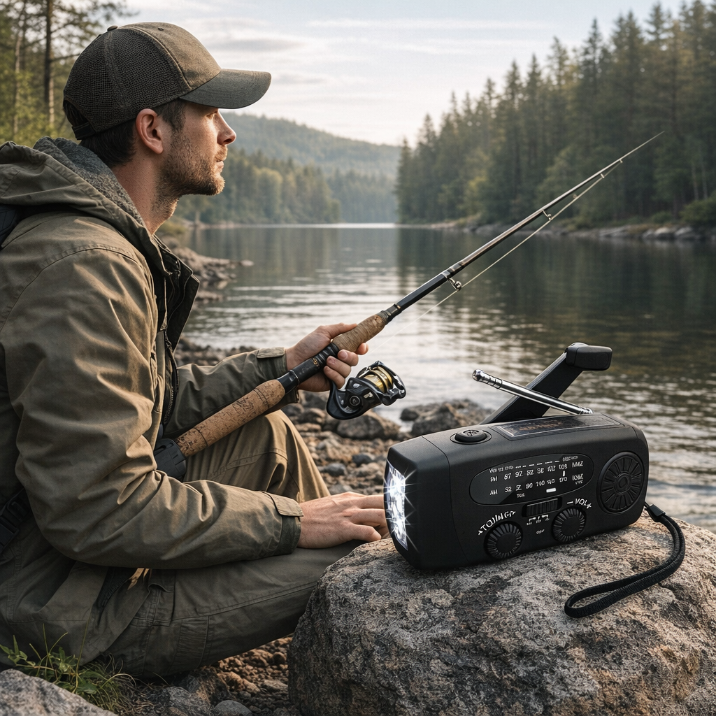Notfall-Handkurbel-Radio - Solar- und USB-aufladbares Wetter-Radio mit Taschenlampe für Camping und Outdoor-Nutzung