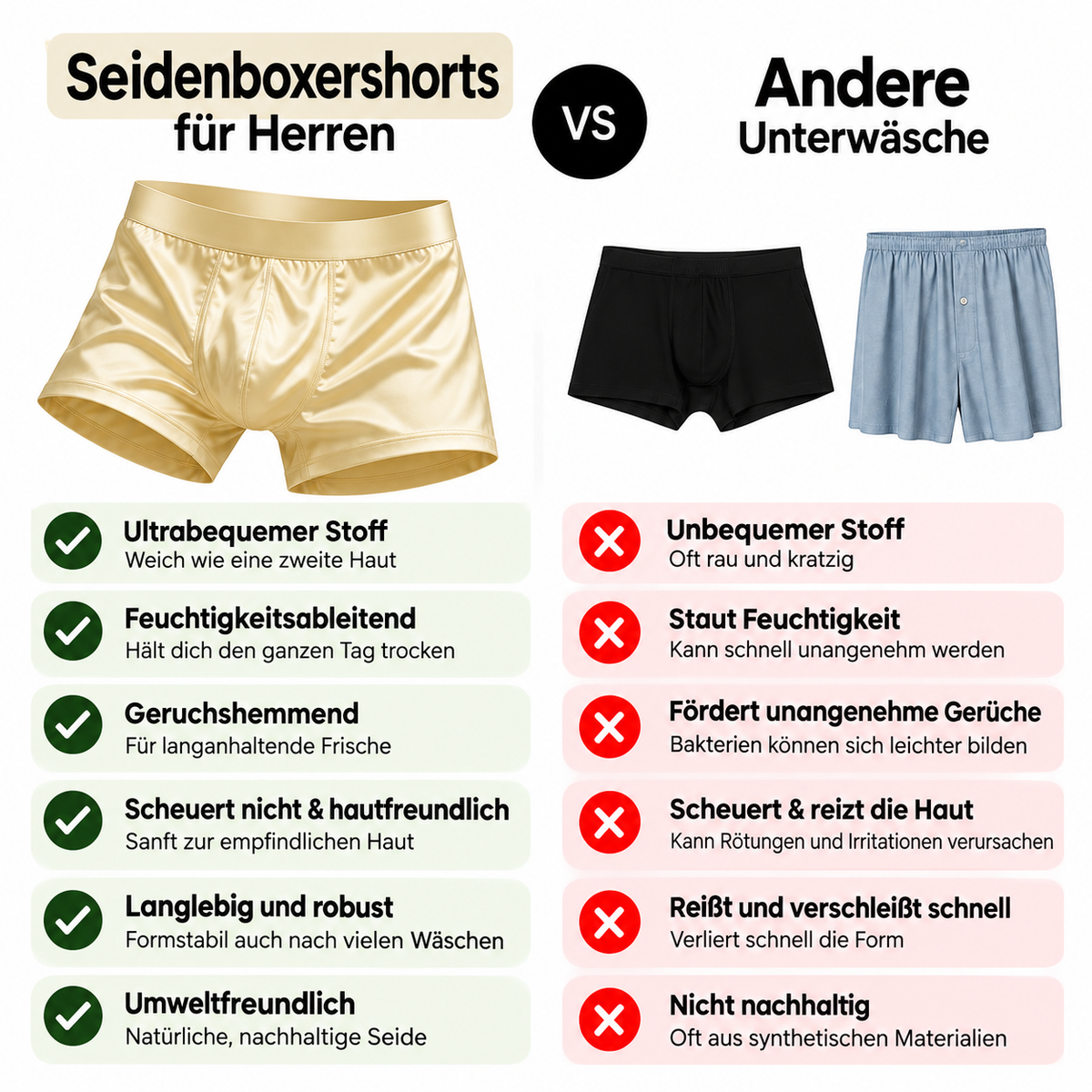 Herren-Boxershorts aus Seide