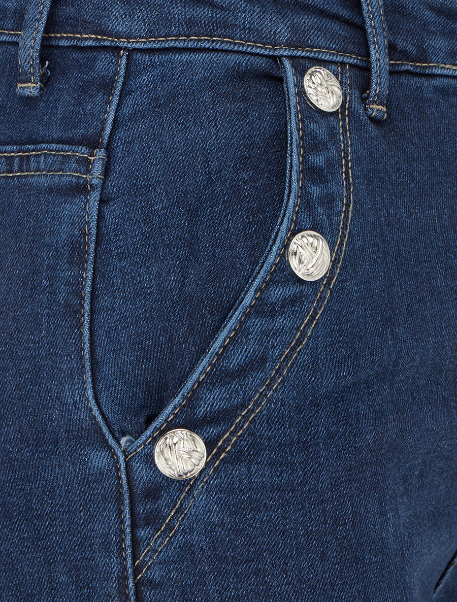 Jean wide leg taille haute - Bleu denim