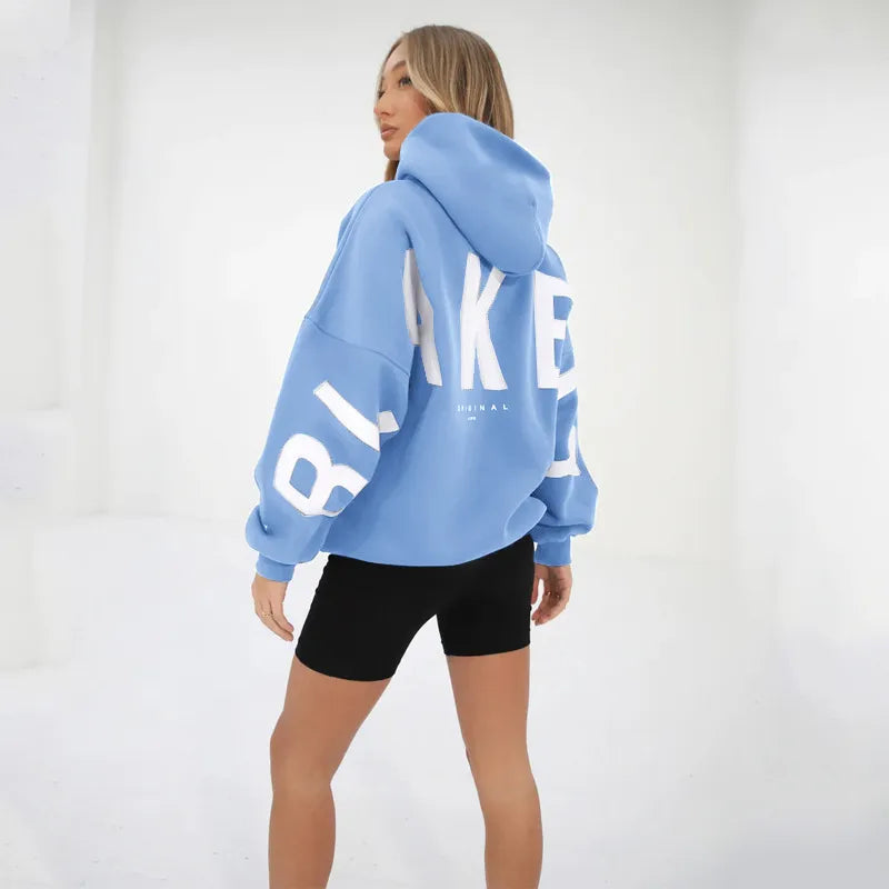 Damen Oversized Hoodie mit Rückenprint und Langarm