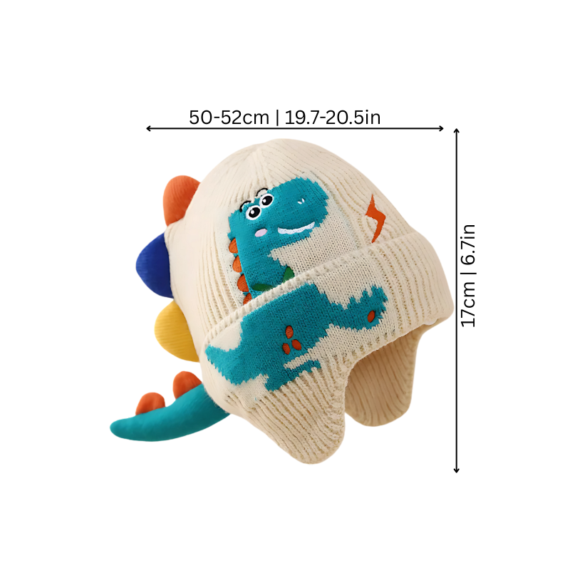 Gestrickte Mütze mit verspieltem Dino-Design