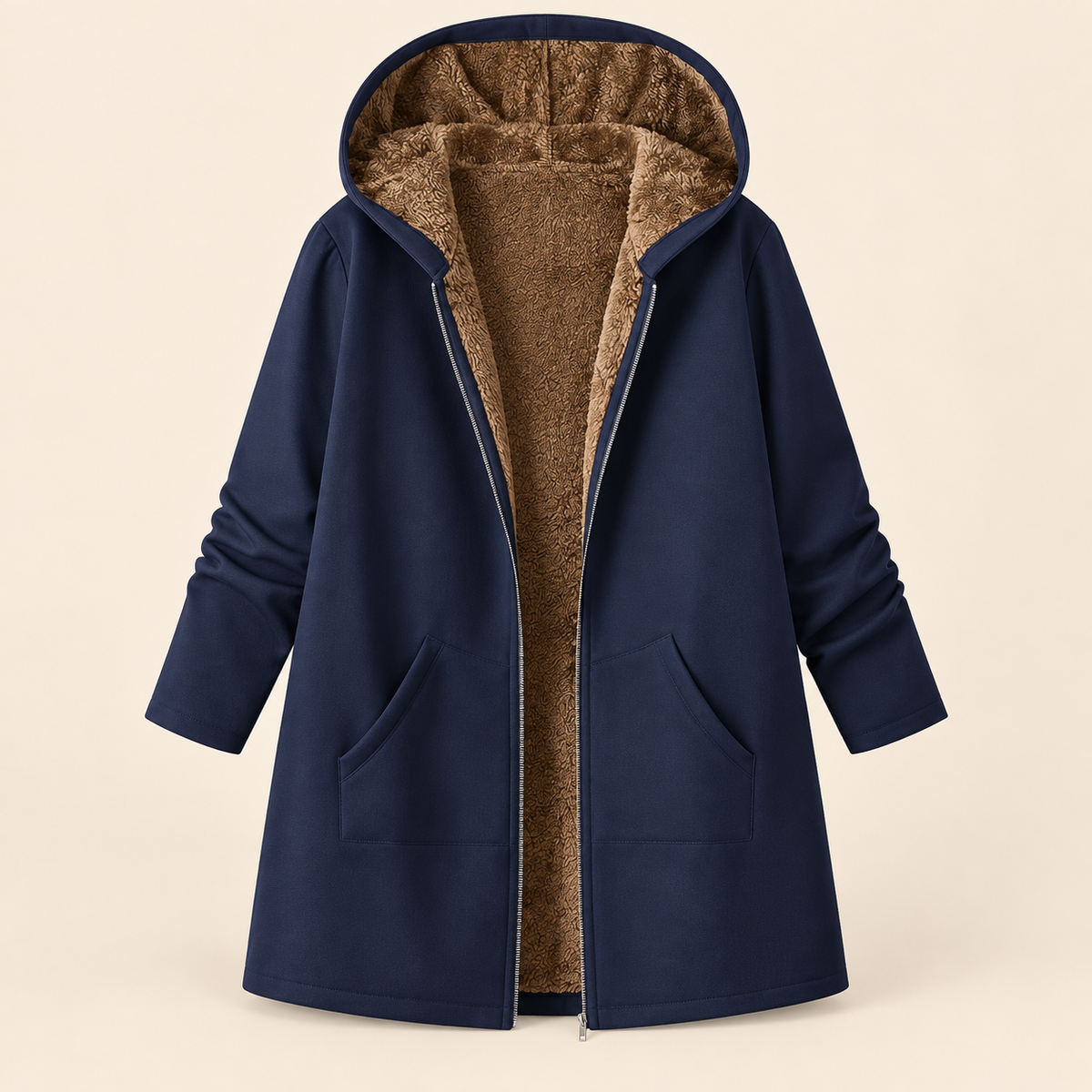 Warmer Kapuzenmantel mit weichem Sherpa-Futter