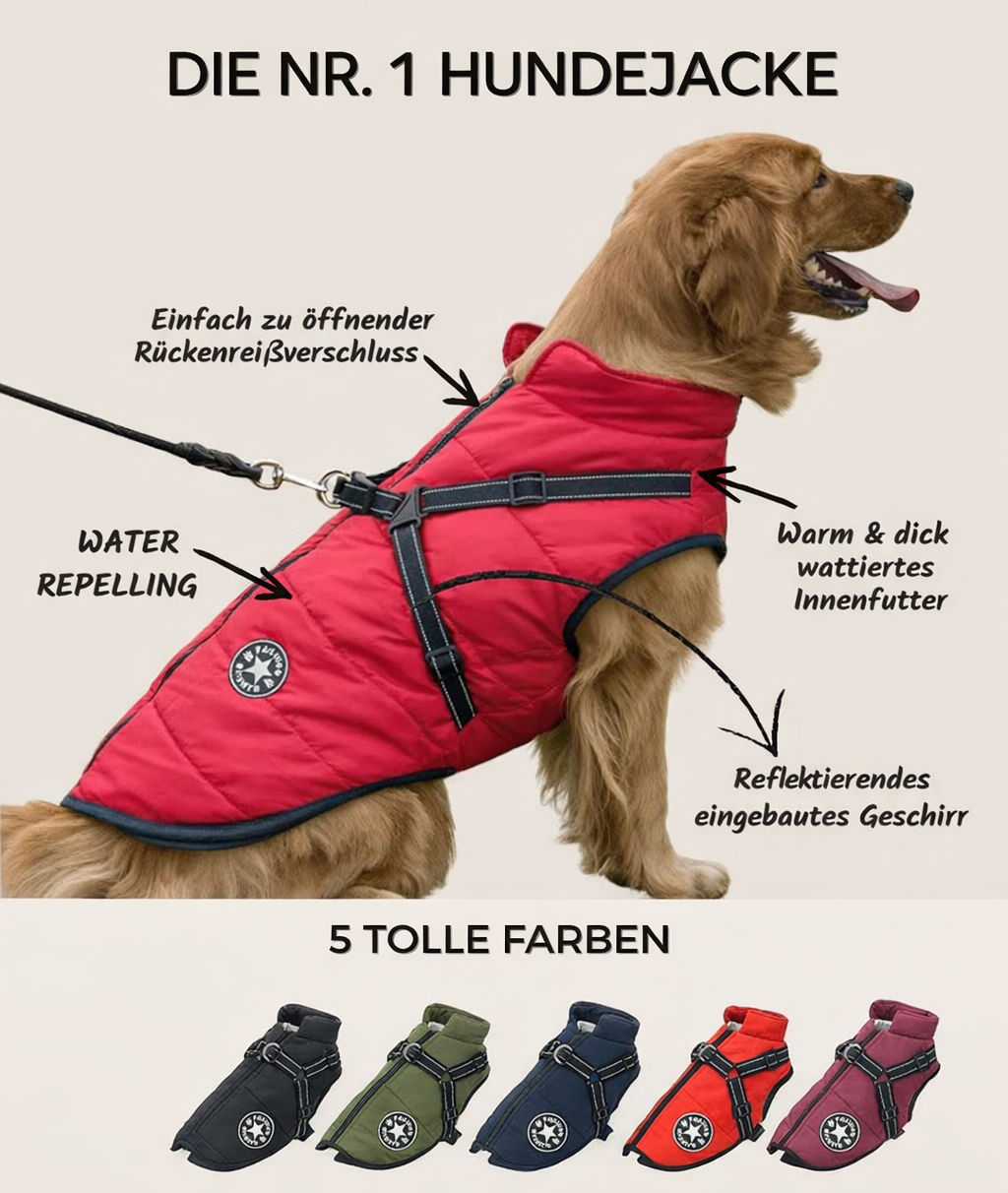 Hundejacke Wind- & Wasserabweisend Integriertes Geschirr