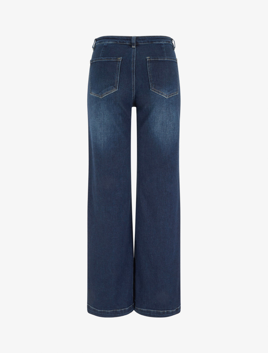 Jean wide leg taille haute - Bleu brut