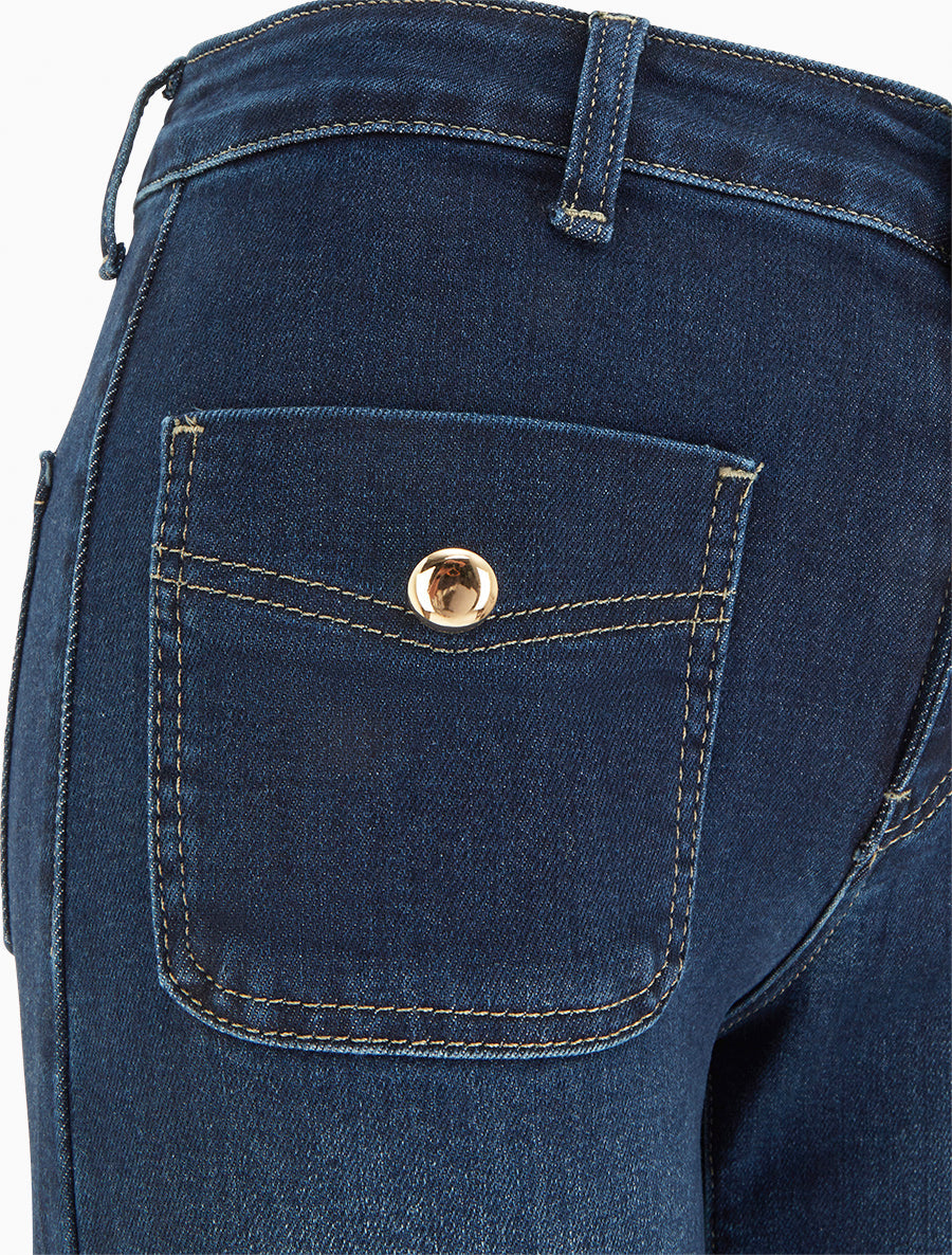 Jean wide leg taille haute - Bleu brut