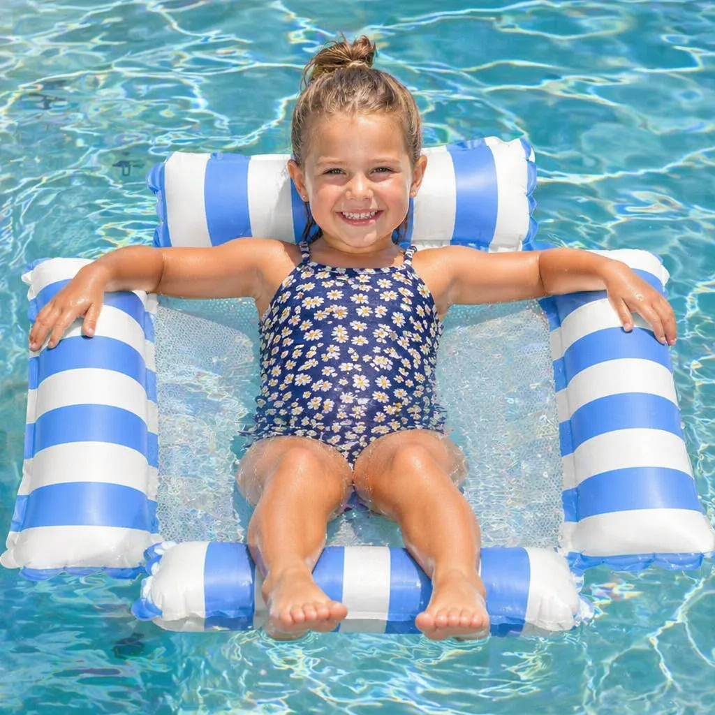 Aufblasbarer Poolsitz für Kinder – Wasserhängematte mit Netzoberfläche