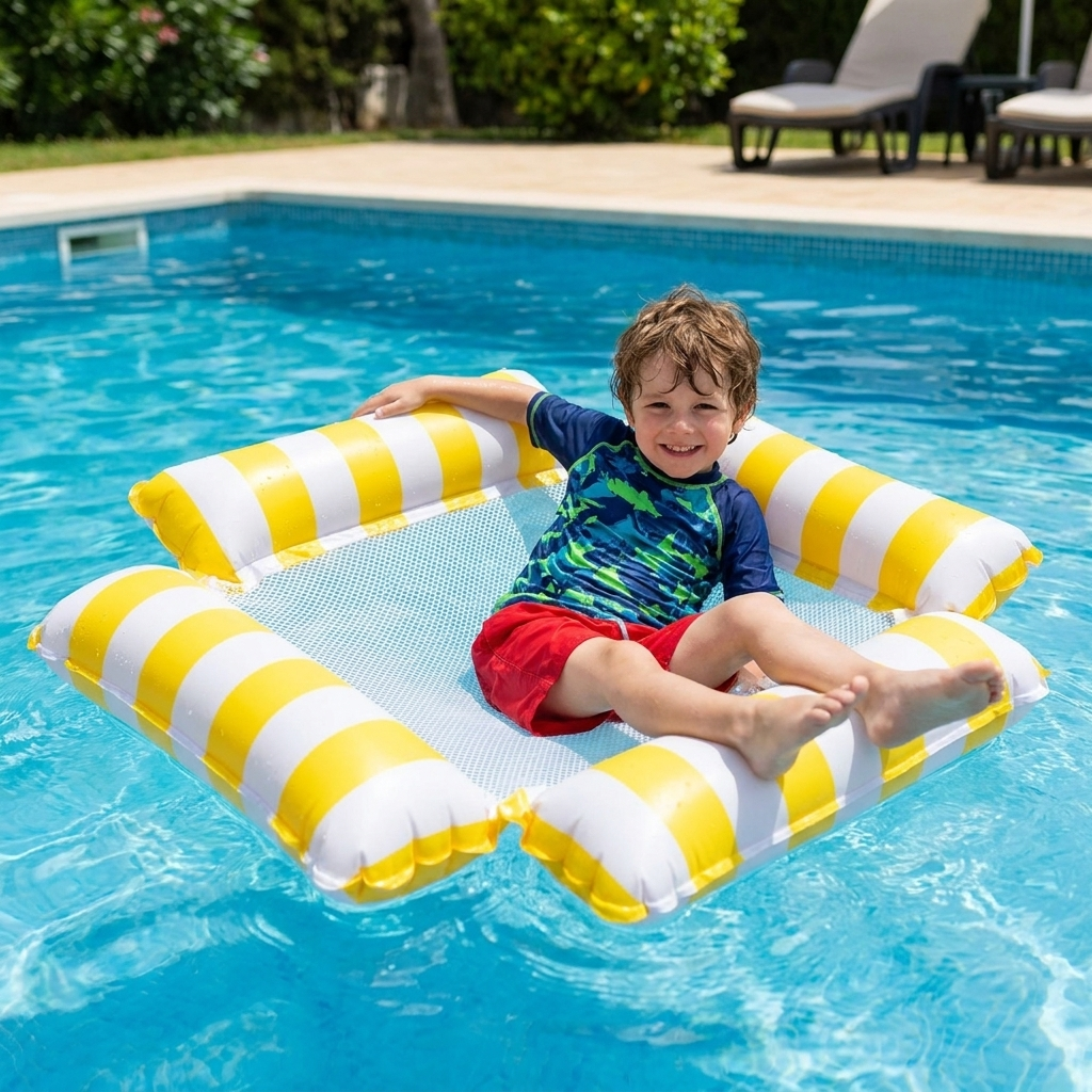 Aufblasbarer Poolsitz für Kinder – Wasserhängematte mit Netzoberfläche