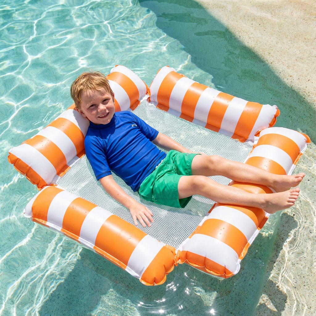 Aufblasbarer Poolsitz für Kinder – Wasserhängematte mit Netzoberfläche