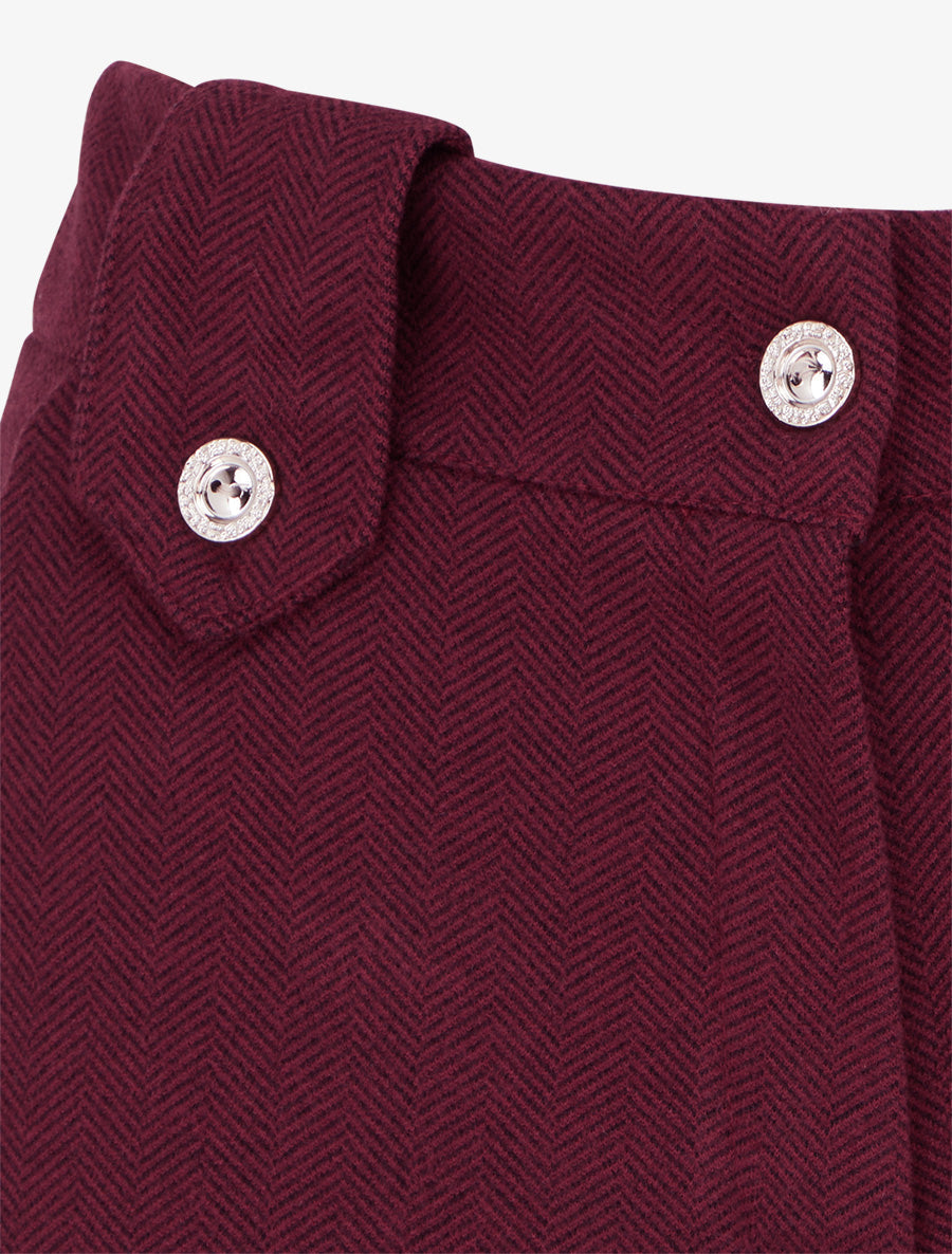 Gerade Shorts mit hoher Taille und Gürtelschlaufen - Weinrot