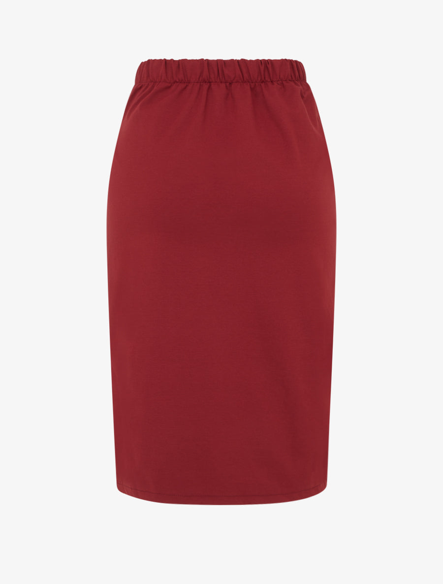 Midi-Wickelrock mit hoher Taille - Bordeaux