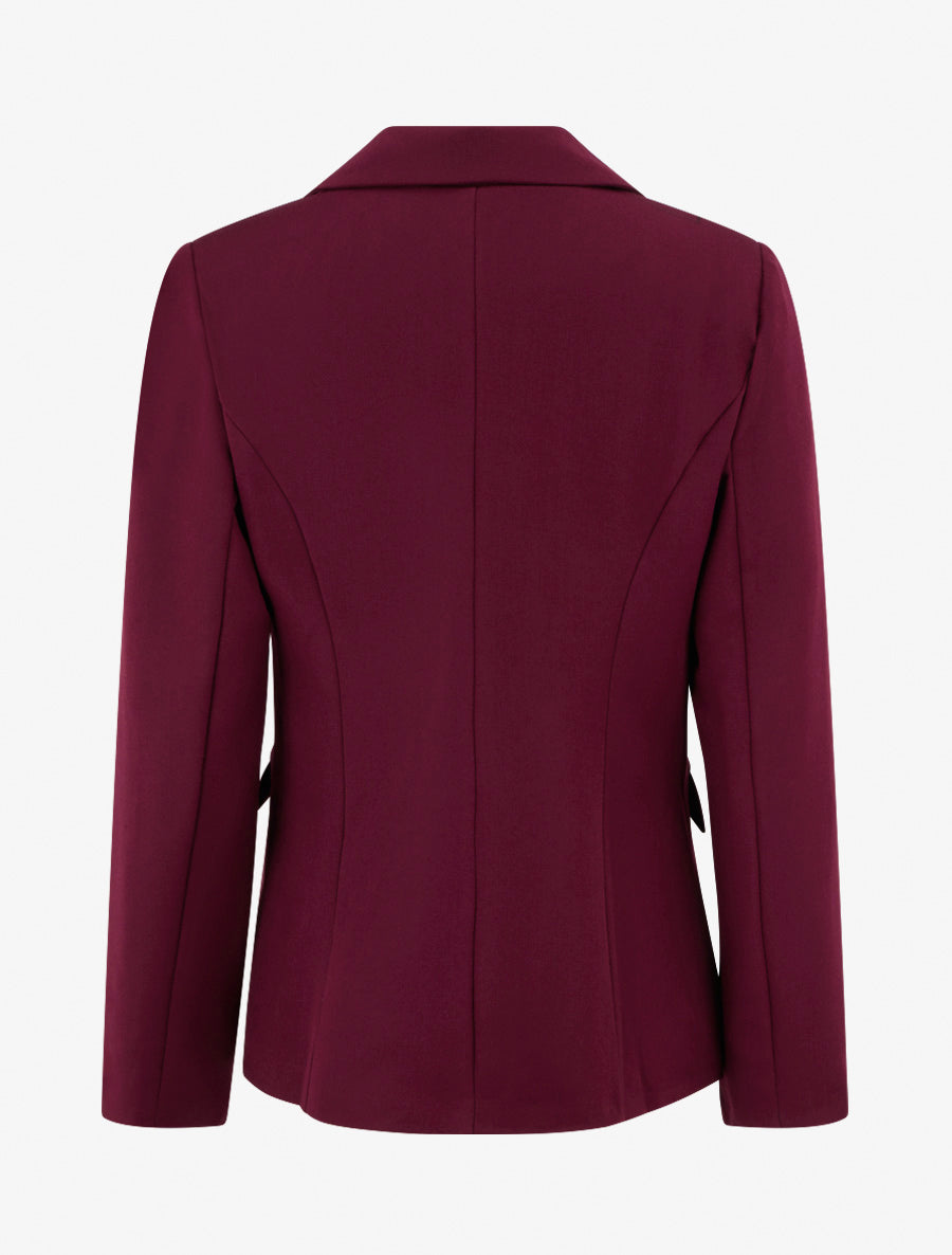 Taillierter Blazer mit Schulterpolstern - Weinrot