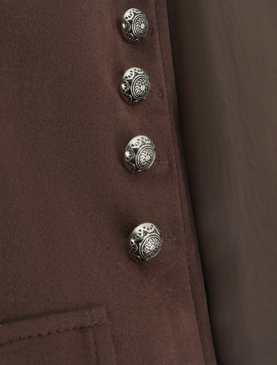 Velourslederimitat-Jacke mit Stehkragen