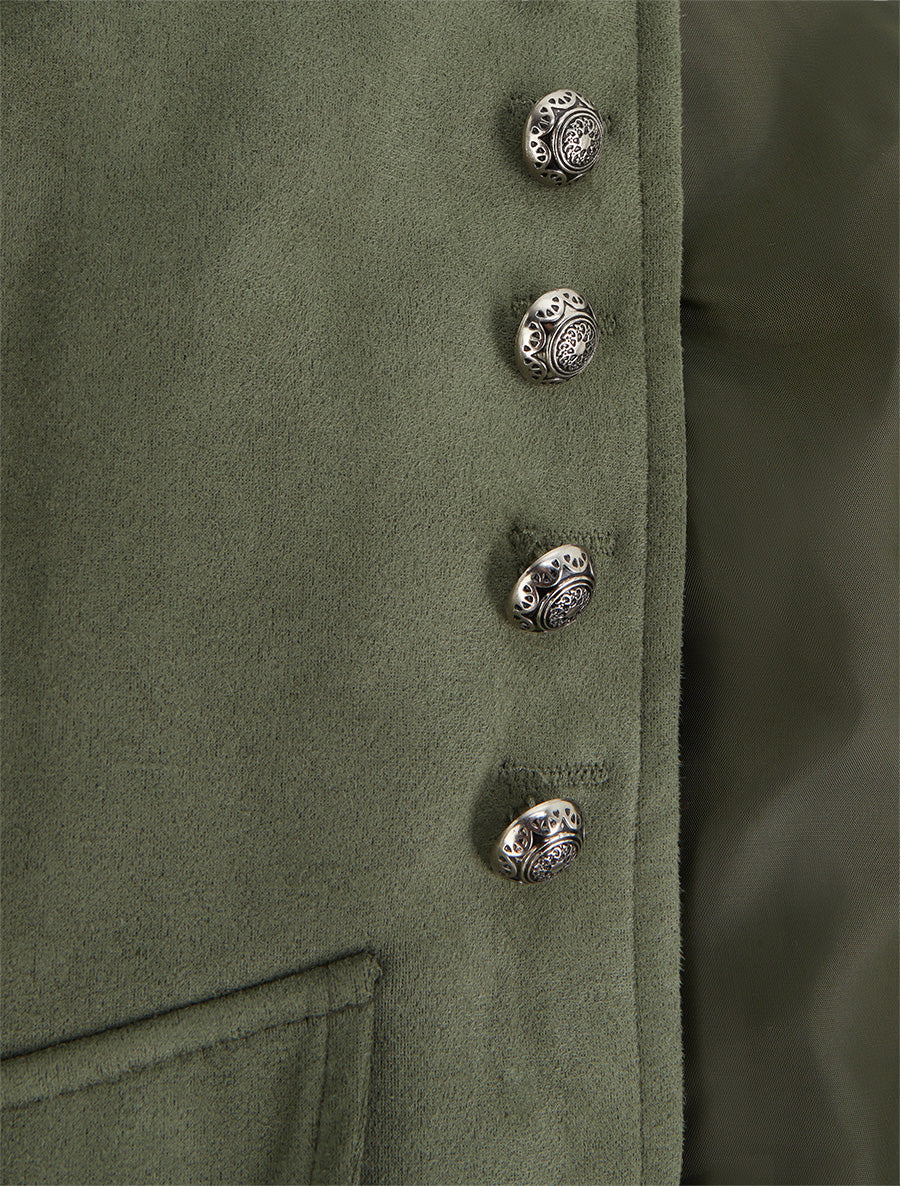 Jacke aus Velourslederimitat mit Offiziers-Stehkragen