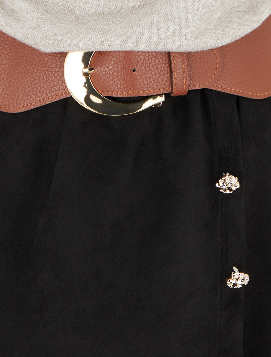 Kleid aus Materialmix mit Wasserfallkragen
