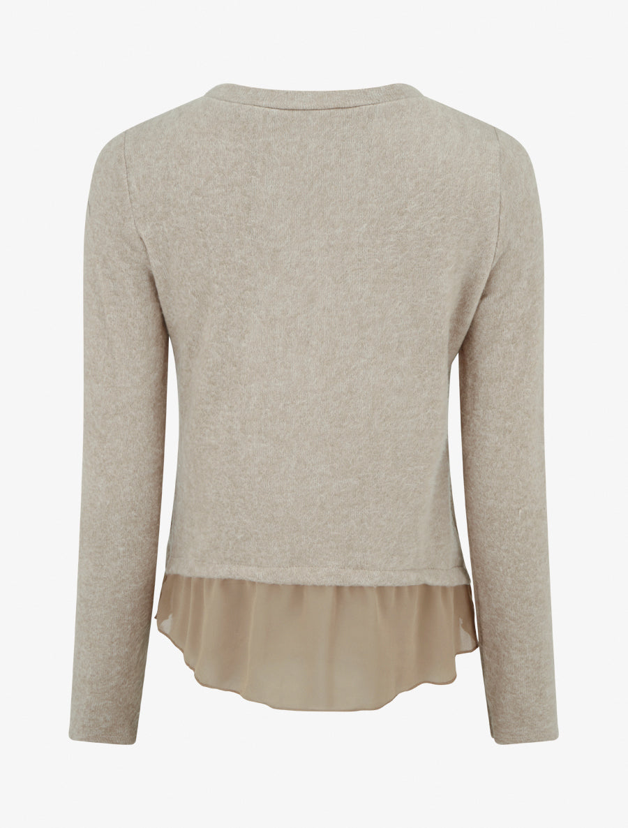 Gerader flauschiger Pullover mit Rundhalsausschnitt