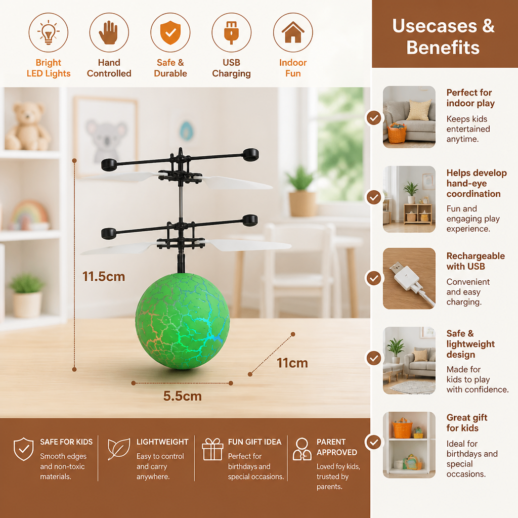 Handgesteuerter fliegender LED-Ball-Drohne für Kinder