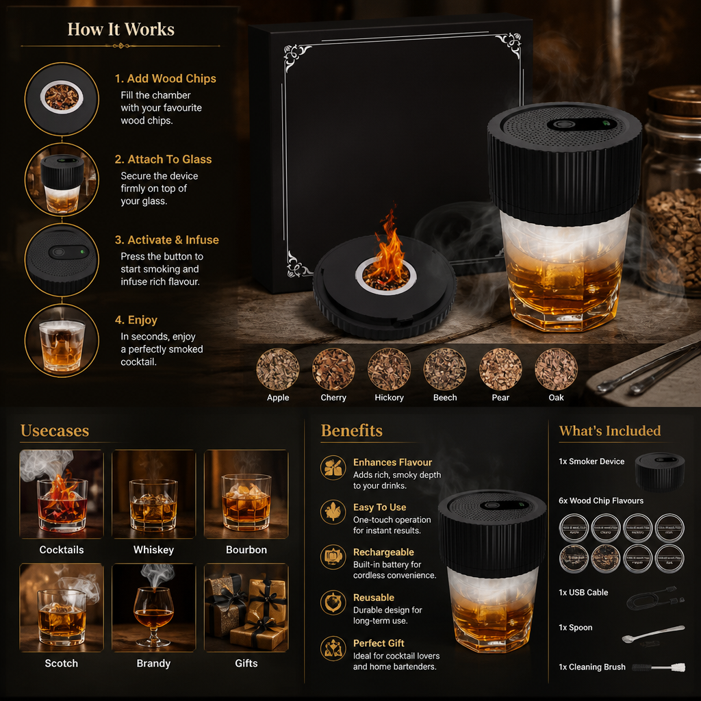 Elektrisches Cocktail-Smoker-Set - Wiederaufladbar