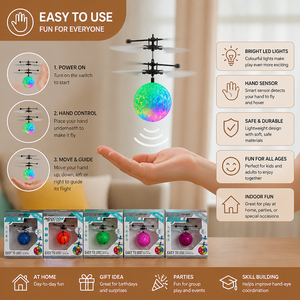 Handgesteuerter fliegender LED-Ball-Drohne für Kinder