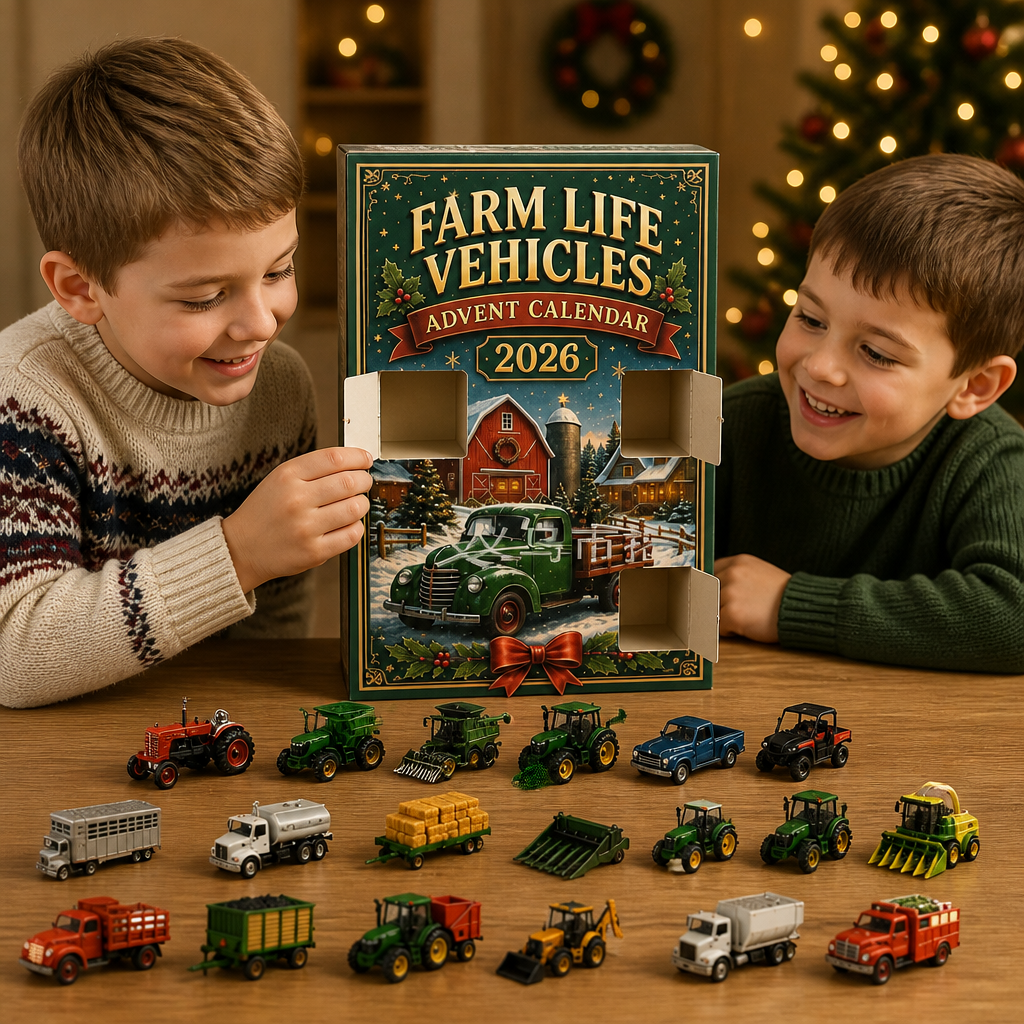 24-tägiger Weihnachts-Adventskalender mit Landwirtschaftsfahrzeugen