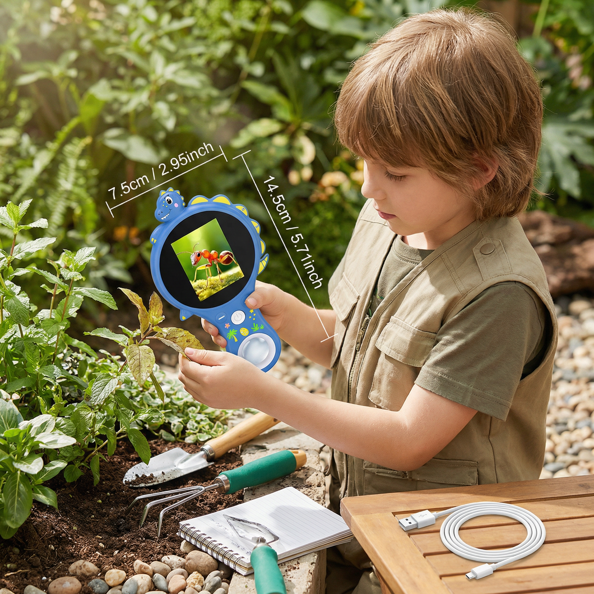 Kinder-Digital-Video-Mikroskop mit Bildschirm – Tragbarer Wissenschafts-Entdecker für kleine Forscher