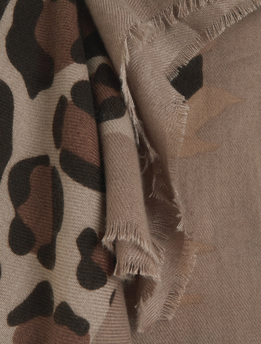 Schal mit Zebra- und Leopardenmuster - Beige