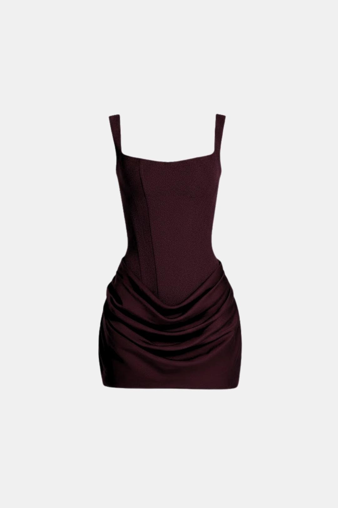 Mini-Kleid mit versteiftem Mieder, quadratischem Ausschnitt, drapiertem Rock und Schnürung am Rücken
