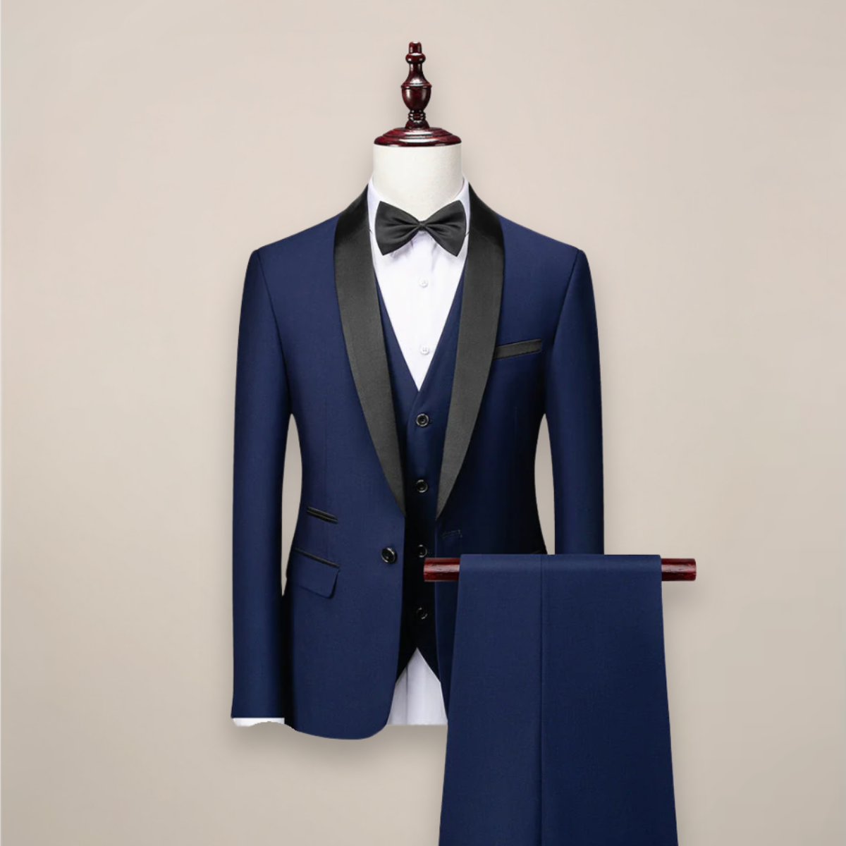 Herren-Smoking-Anzug dreiteilig mit Schalkragen – Formelle Abendgarderobe für Hochzeiten, Galas und Abendveranstaltungen