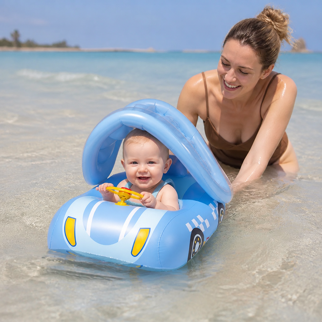 Aufblasbares Baby-Poolfahrzeug mit Sonnenschutz