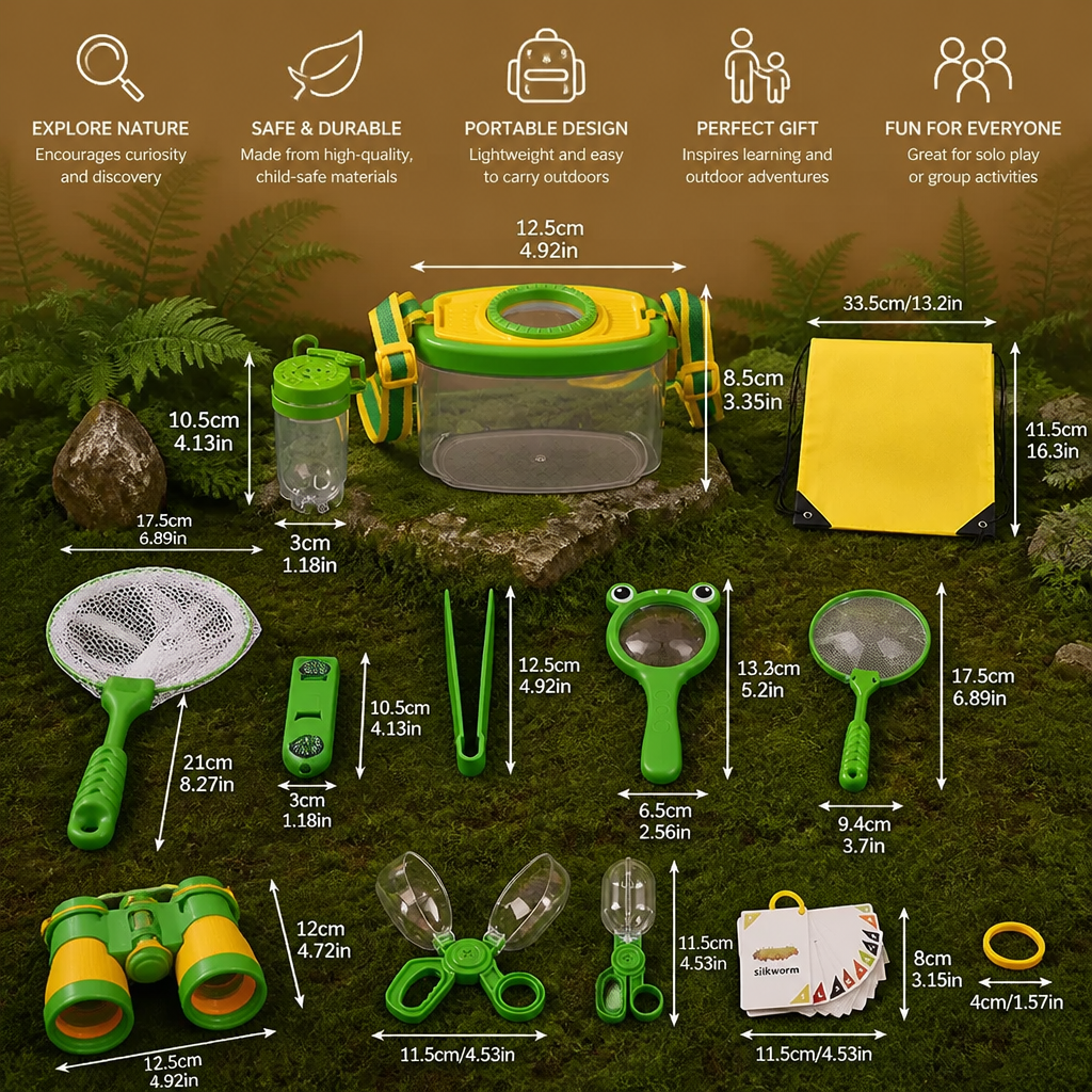 Kinder Outdoor Insektenbeobachtungs-Entdecker-Set mit Zubehör