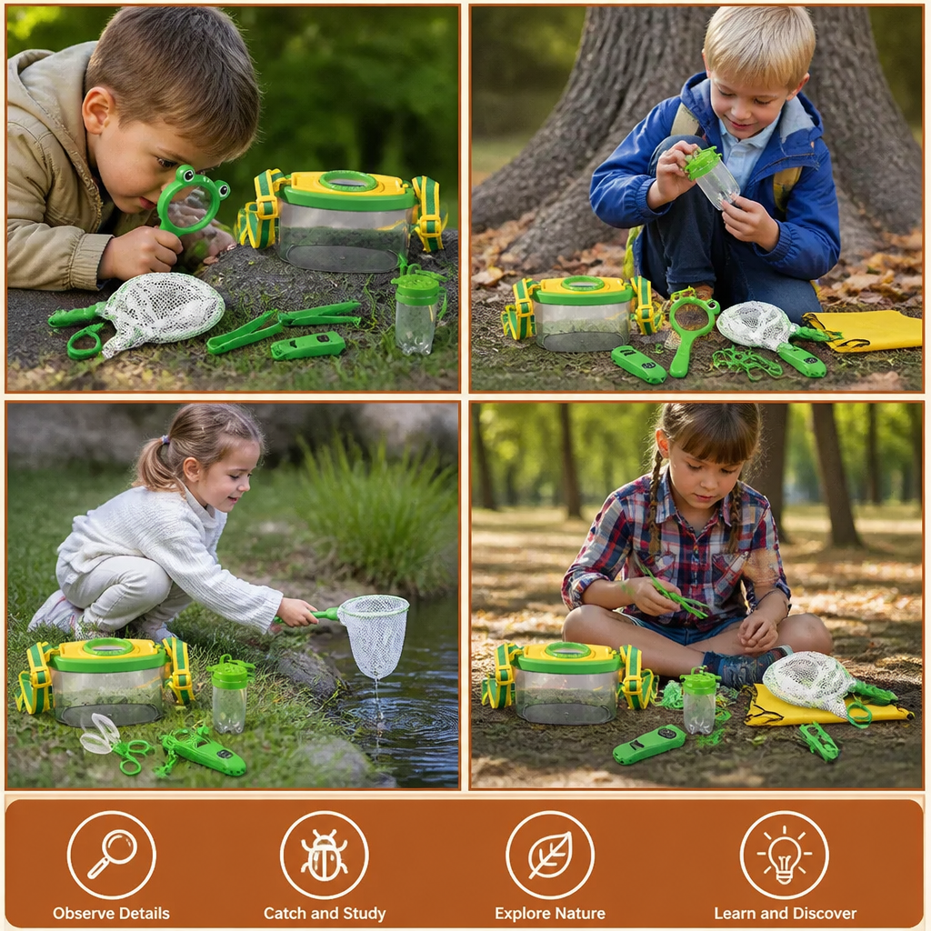 Kinder Outdoor Insektenbeobachtungs-Entdecker-Set mit Zubehör