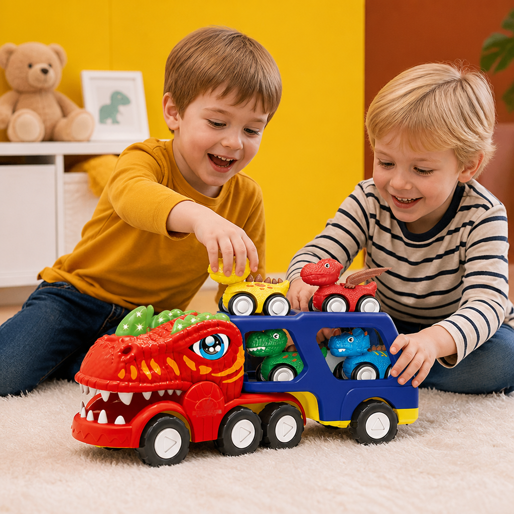 Dinosaurier-Transporter-Truck-Spielzeug-Set mit Mini-Dino-Autos