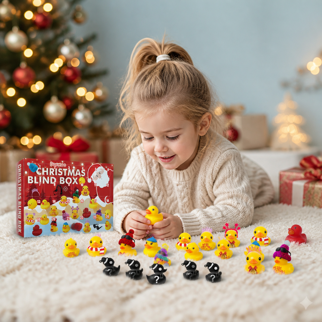 Adventskalender mit Gummienten zu Weihnachten