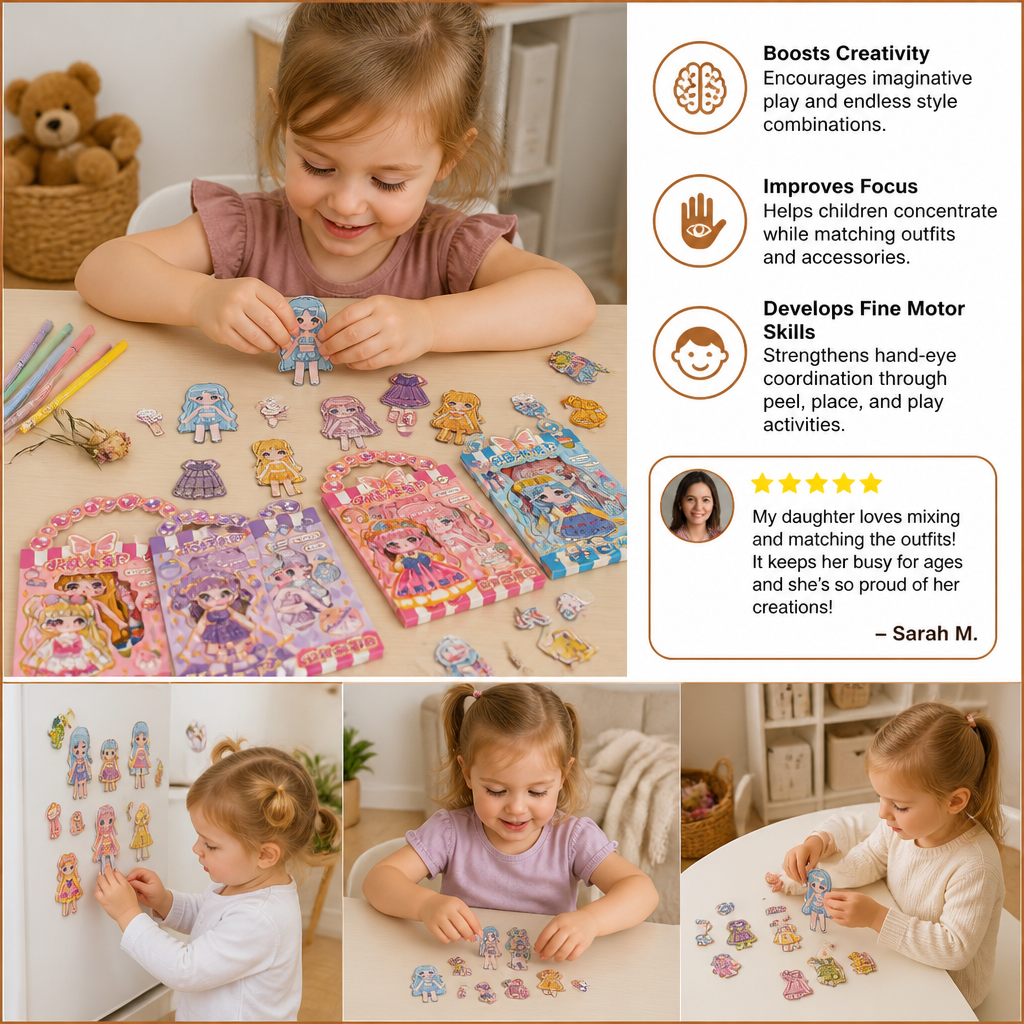 Magnetisches Prinzessinnen-Anzieh-Set mit 3D-Stickern