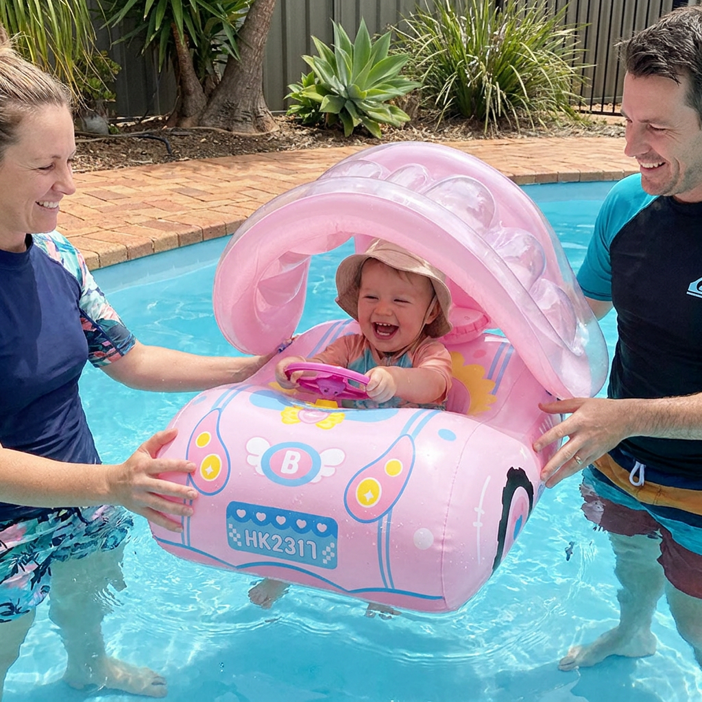 Aufblasbares Baby-Poolfahrzeug mit Sonnenschutz