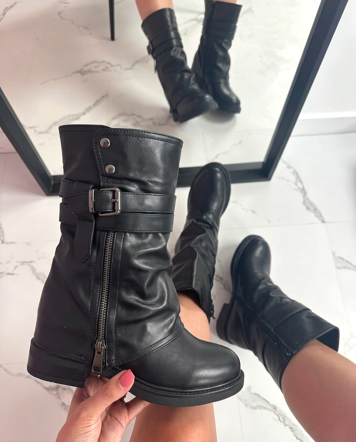 Miley Biker Boots - Schwarz