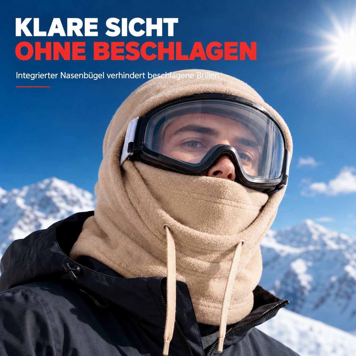 Camp Basel | Fleecegefütterte 3-in-1-Winter-Sturmhaube – Warm, windgeschützt und verstellbar für Gesicht, Ohren und Hals