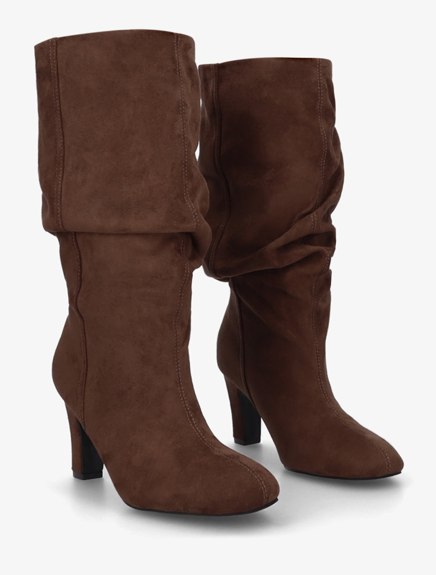Stiefel aus Velourslederimitat mit Absatz