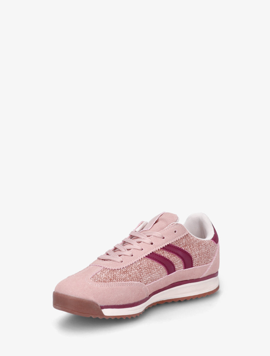 Sneakers Tweed-Effekt flache Sohle - Rosa