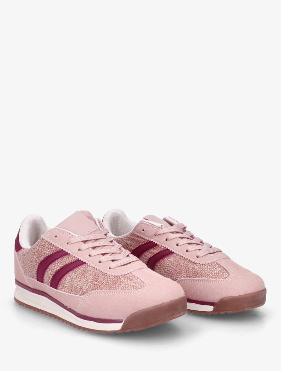 Sneakers Tweed-Effekt flache Sohle - Rosa