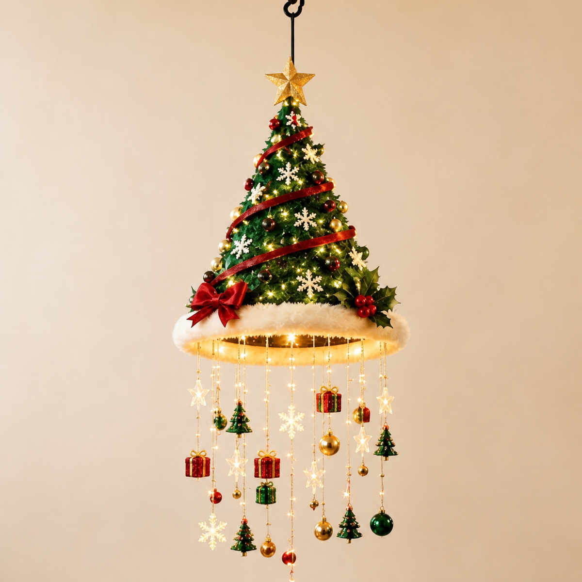 Weihnachts-Weihnachtsmannmütze Lichter mit LED-Lichterkette Dekorationen