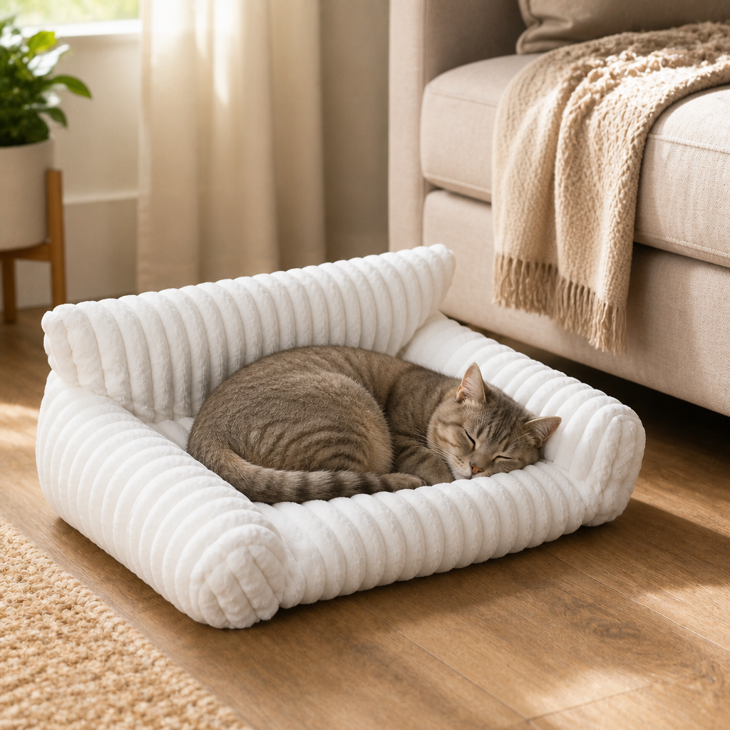 Flauschiges Wolken-Katzensofa mit weichen Polstern und waschbaren Bezügen