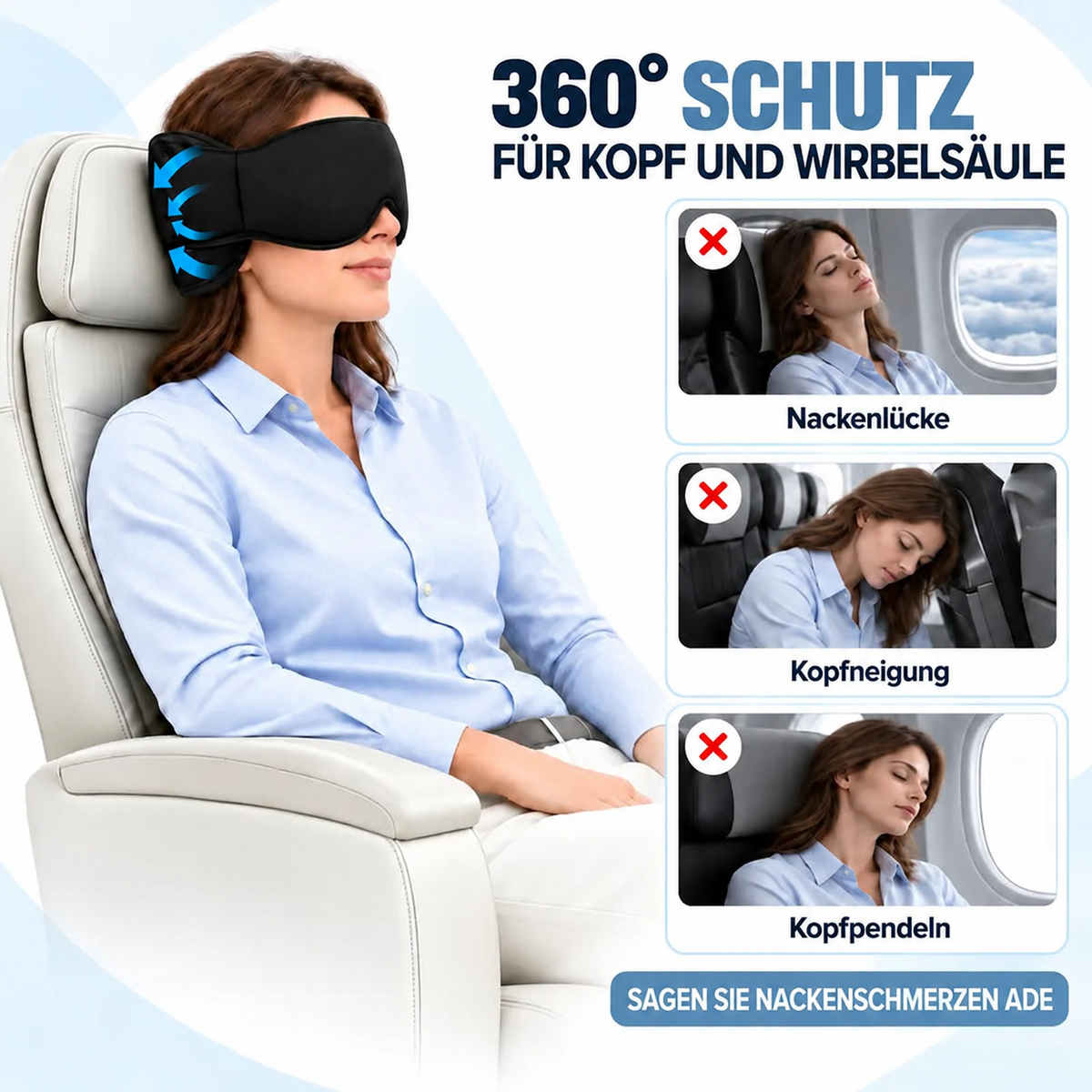 Camp Basel | 3-in-1 Flugzeug-Schlafstützsystem - Handgepäck-freundliches Reisebettwäsche-Zubehör-Set