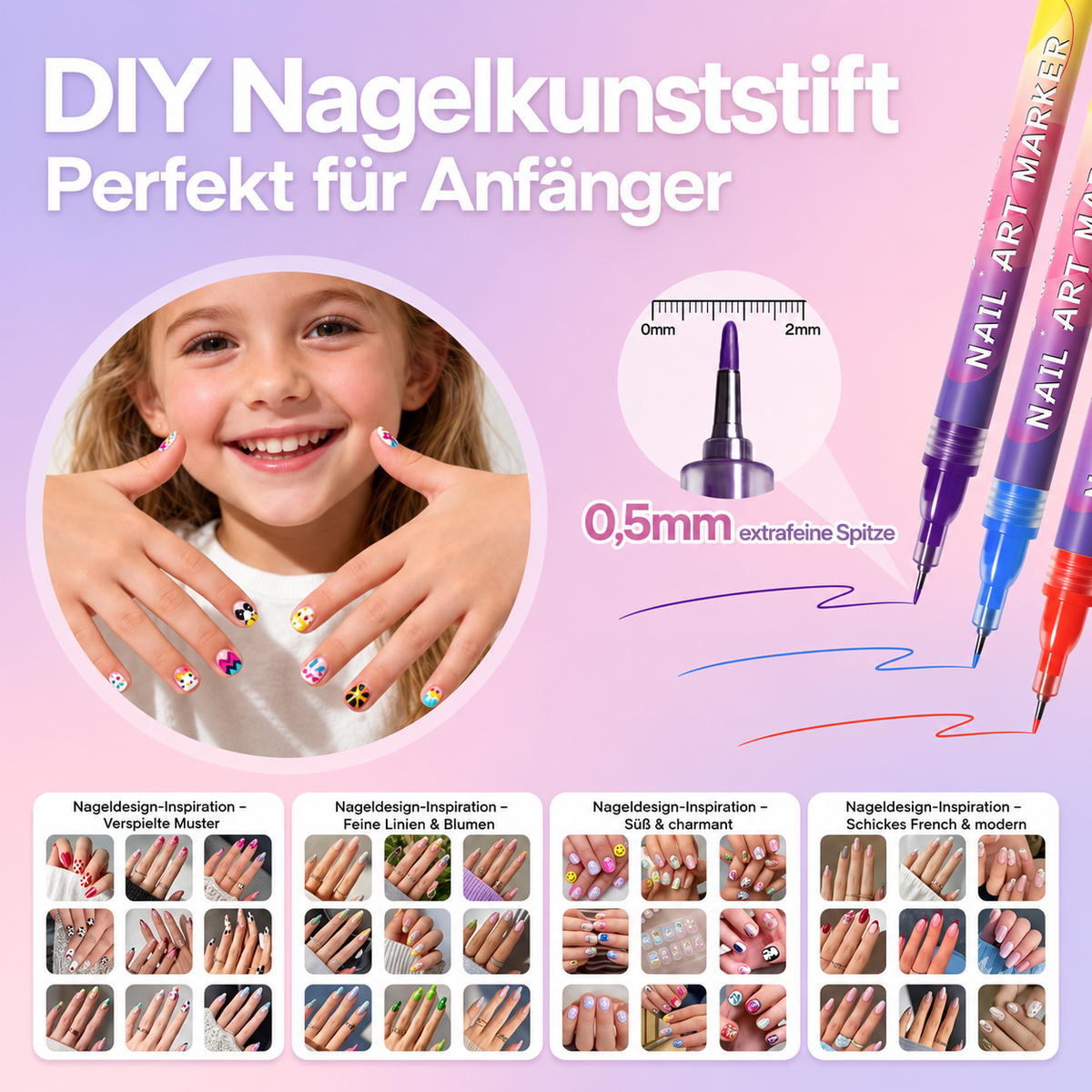 Camp Basel | Abwaschbares Nagellack-Stift-Set für Kinder