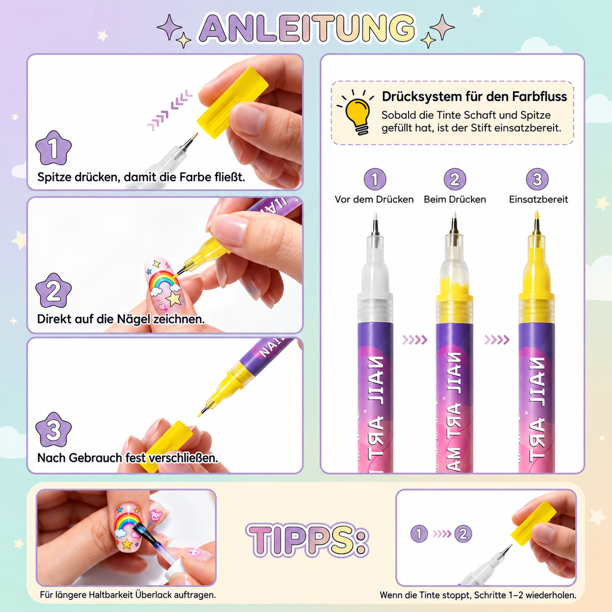 Camp Basel | Abwaschbares Nagellack-Stift-Set für Kinder
