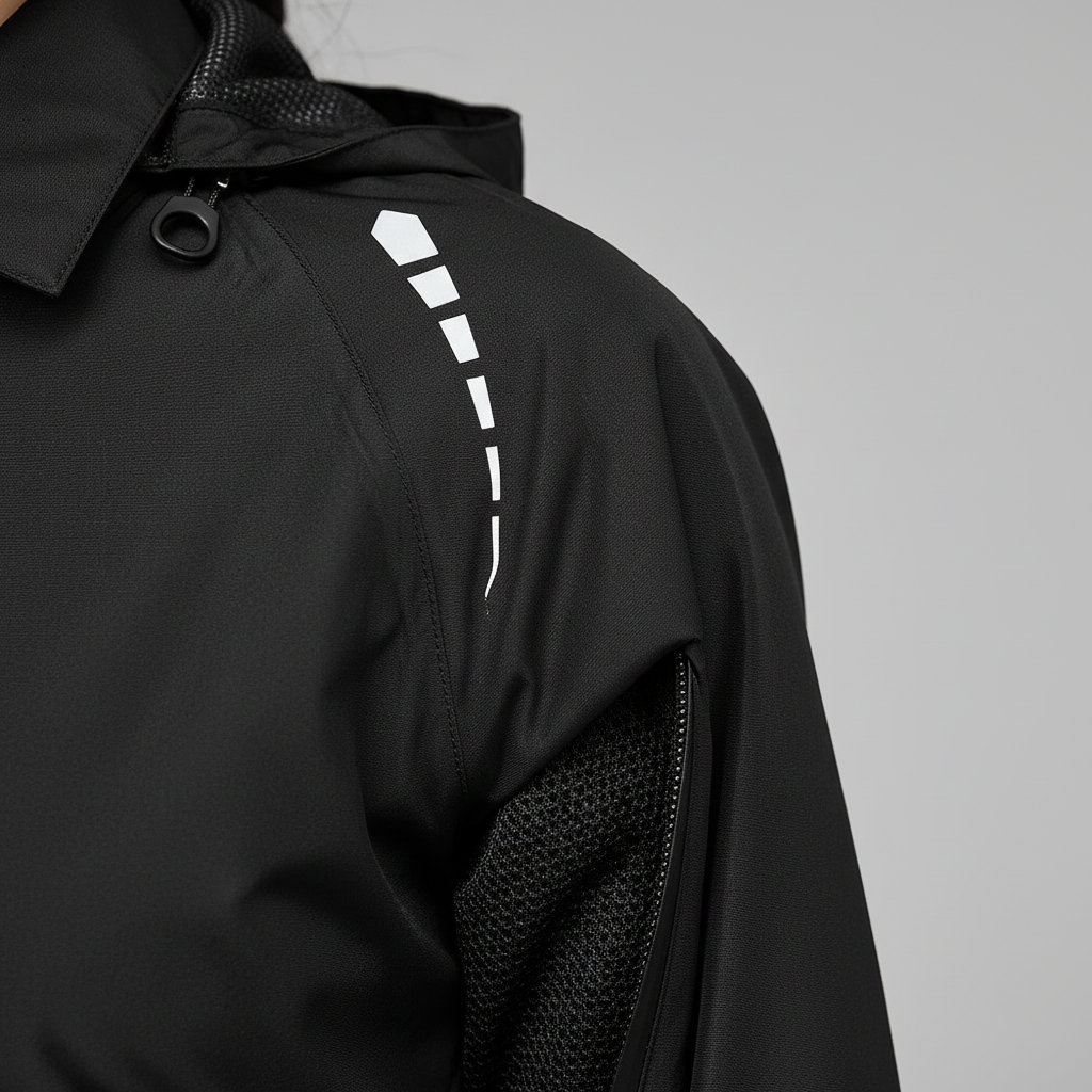 Hochsichtbare Radjacke wasserdicht atmungsaktiv mit reflektierenden Panelen