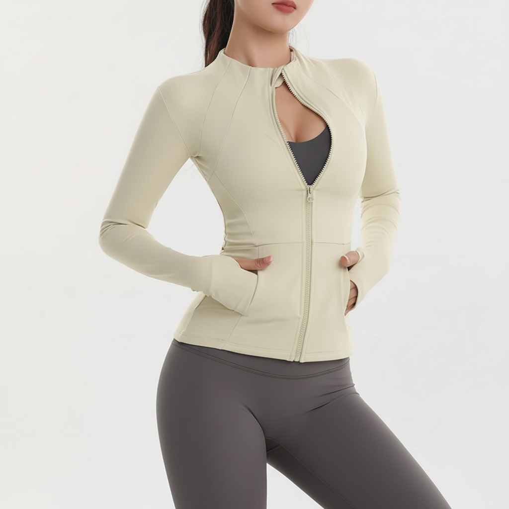 Trainingsjacke Damen schnelltrocknend atmungsaktiv Slim Fit Reißverschluss