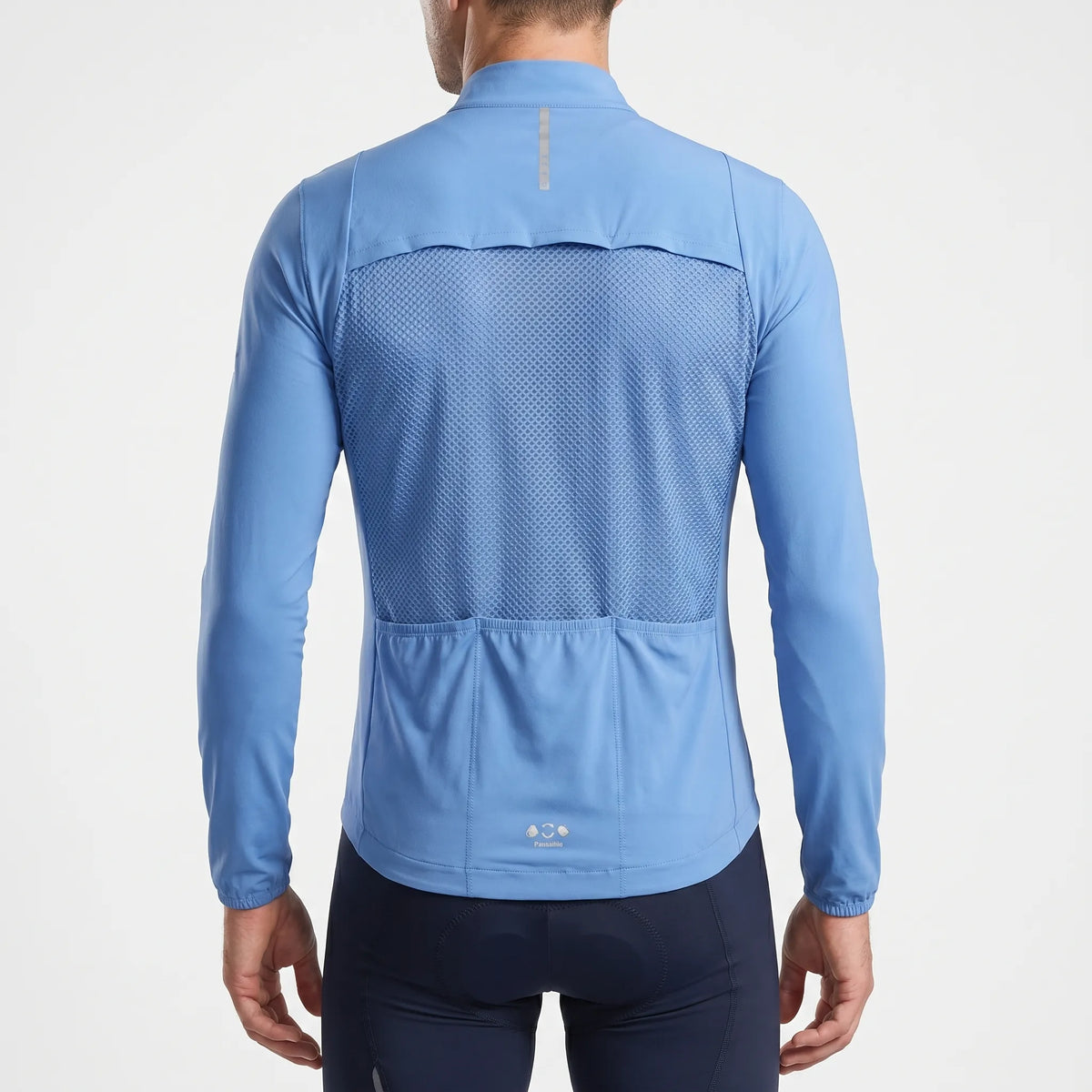 Leichte Herrenvelo-Jacke mit winddichtem Vorderteil und atmungsaktivem Netzrücken