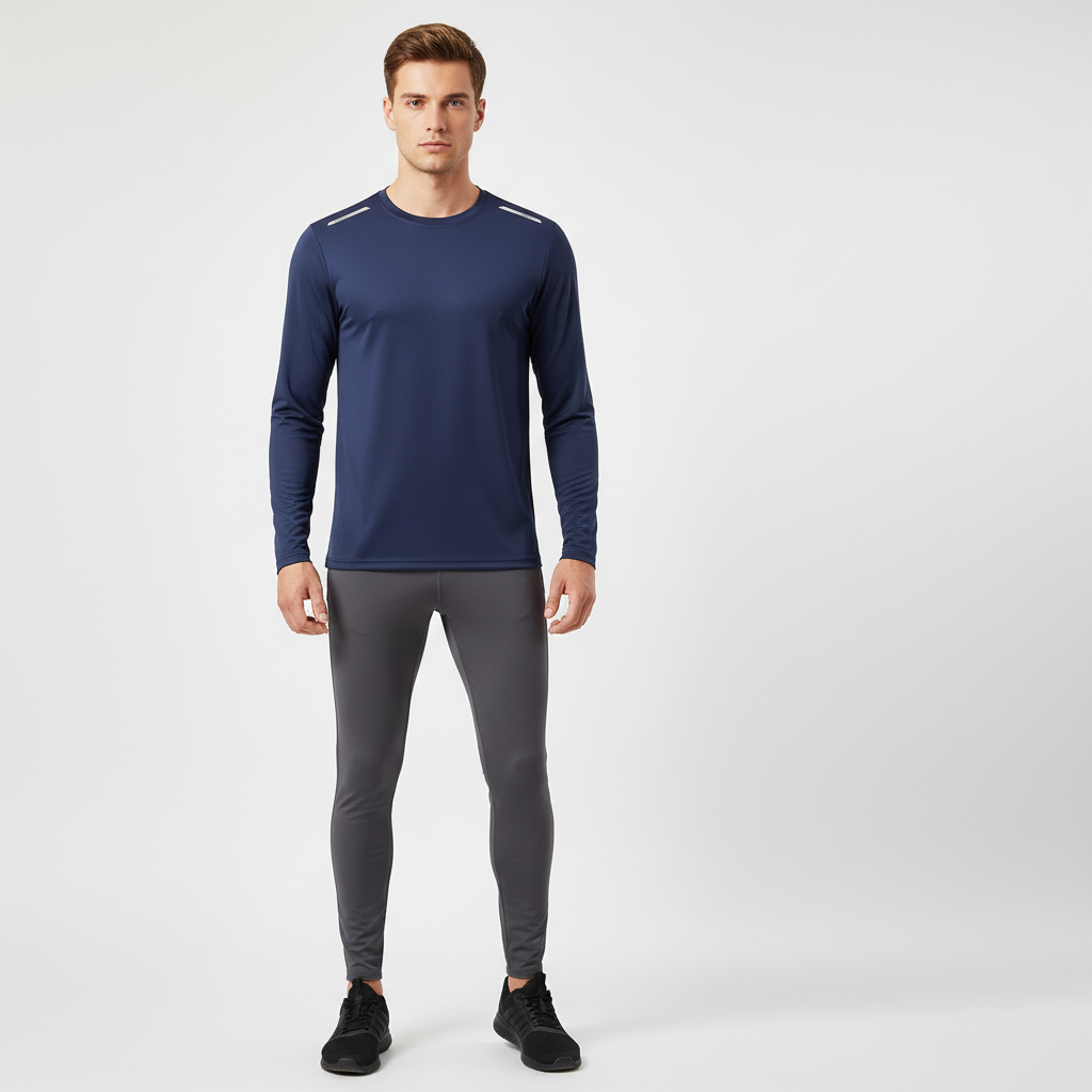 Langarm-Performance-Shirt mit reflektierenden Akzenten und atmungsaktiver Konstruktion