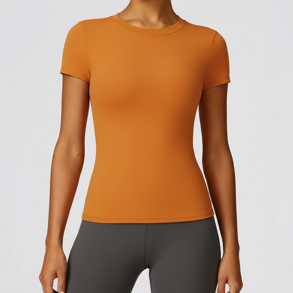 Damen Kurzarm-Trainingsshirt Slim Fit atmungsaktiv mit Stretch