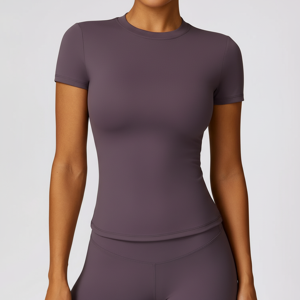 Damen Kurzarm-Trainingsshirt Slim Fit atmungsaktiv mit Stretch